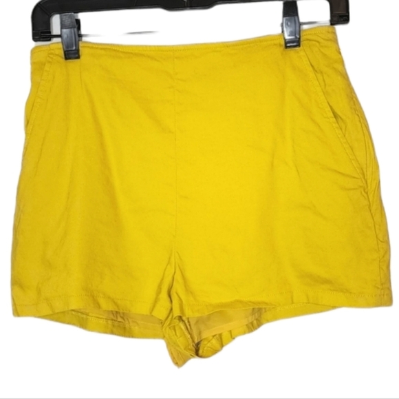 Leith linen-blend yellow  high rise shorts. Size small - Picture 1 of 14